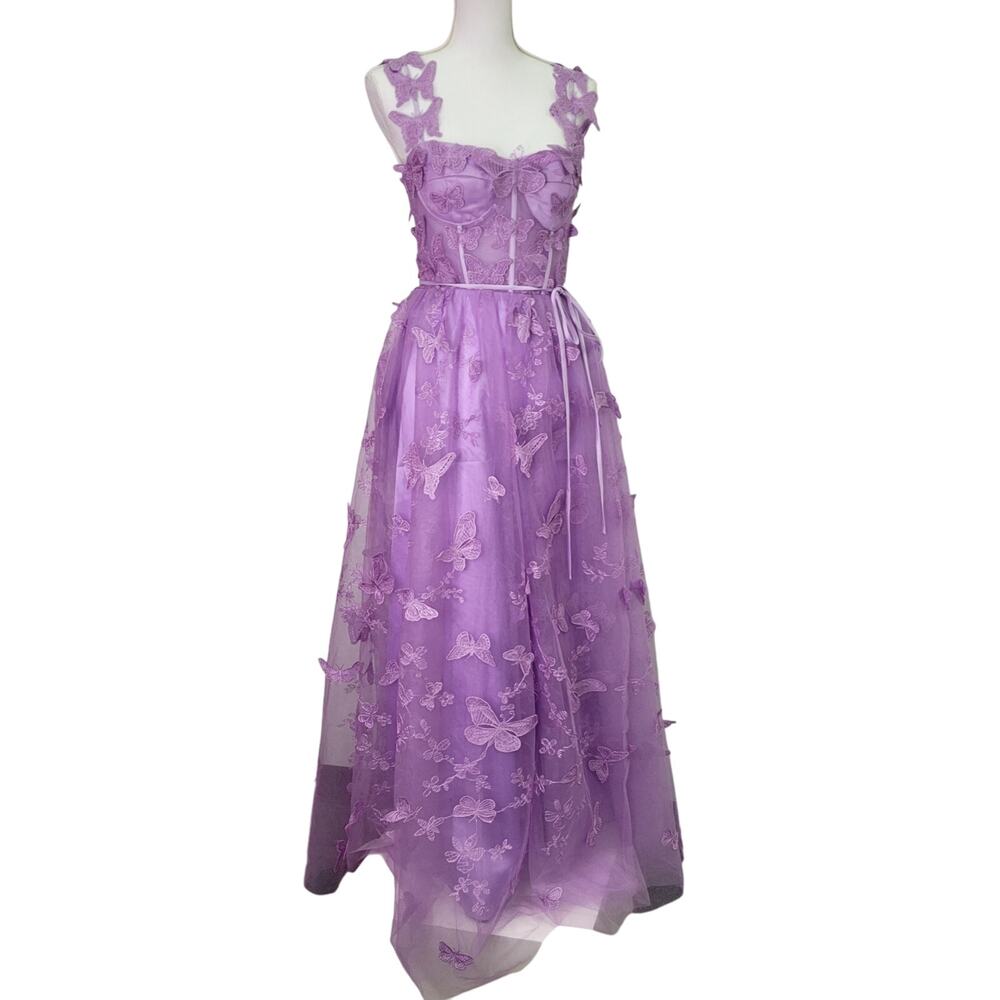 Purple Lavender Butterfly Dress Corset Back Formal Prom Wedding Bridesmaid